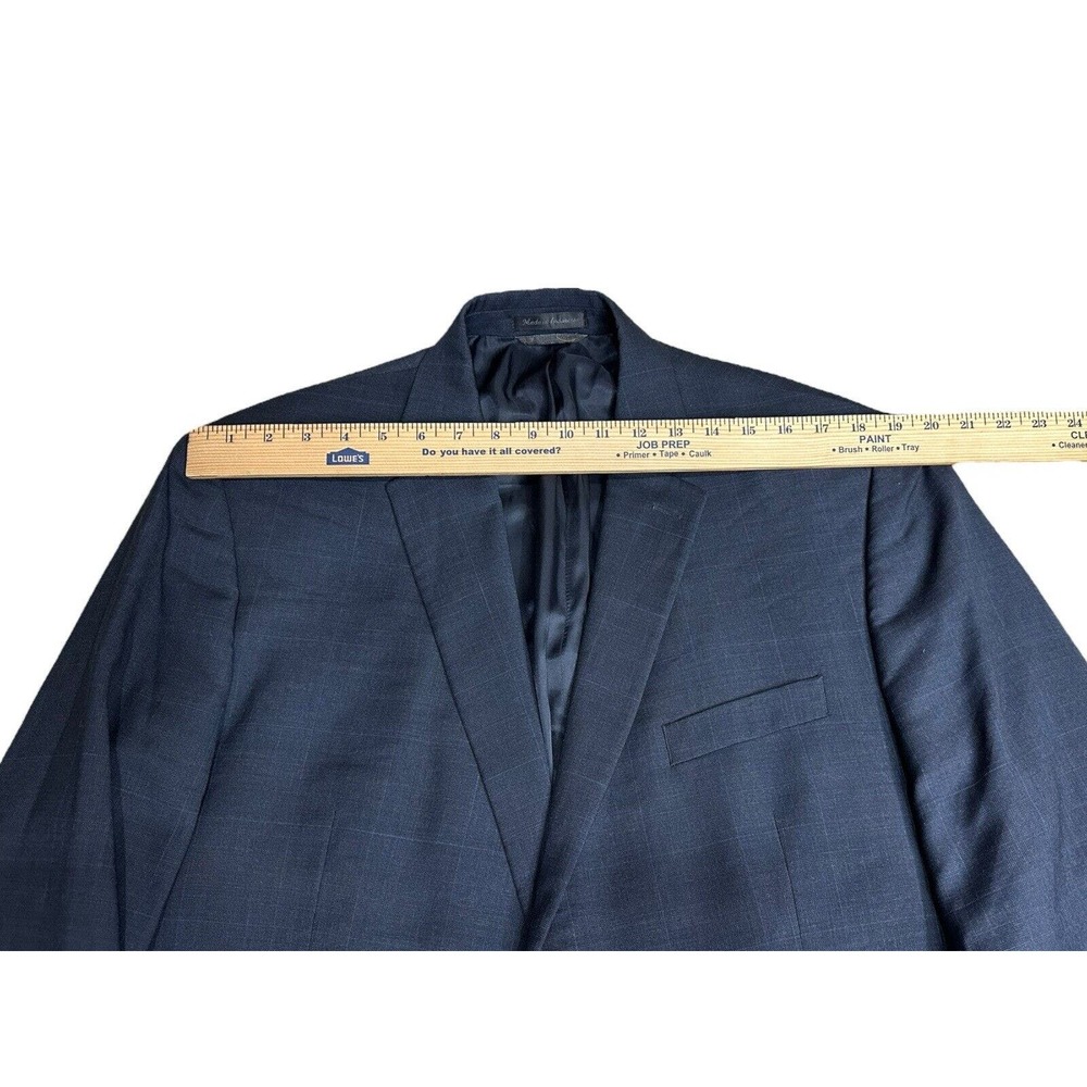 Lauren Ralph Lauren Men's 46R Navy Blue Plaid 100% Wool 2 Button Blazer Jacket - Picture 10 of 11
